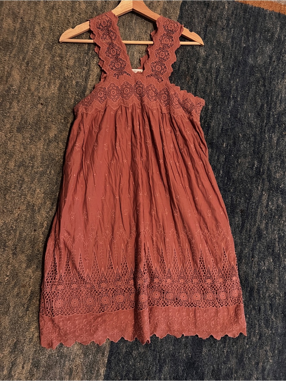 Ulla Johnson mauve eyelet crochet sun dress